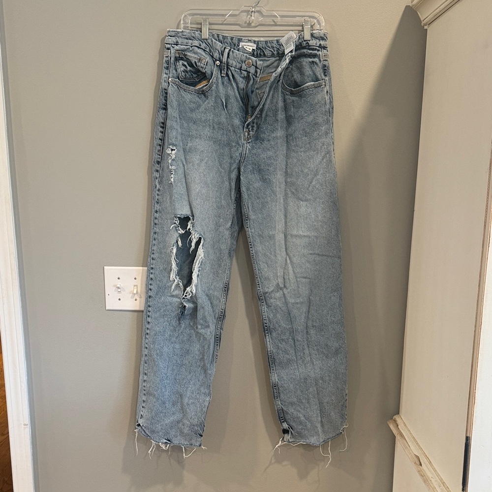 Good American Light Blue Distressed Boyfriend Jeans